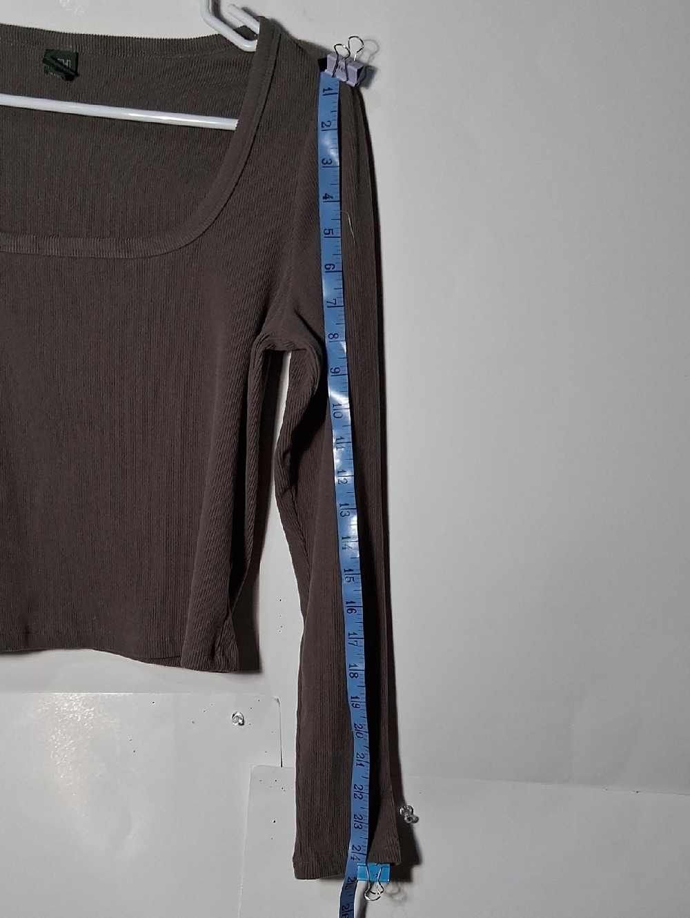 Women’s Square Neck Long Sleeve Top - Brown - Picture 4 of 8